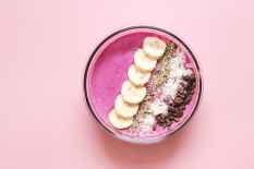 bowl filled with pink liquid